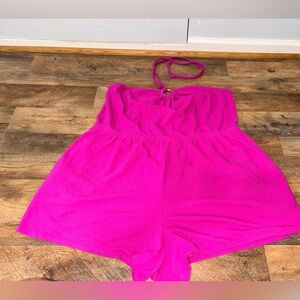 Old Navy Hot Pink Halter Romper 3X | Plus Size Summer Beach Vacation Outfit